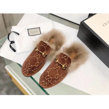 High quality Gucci Fur Loafers For Women in 132304