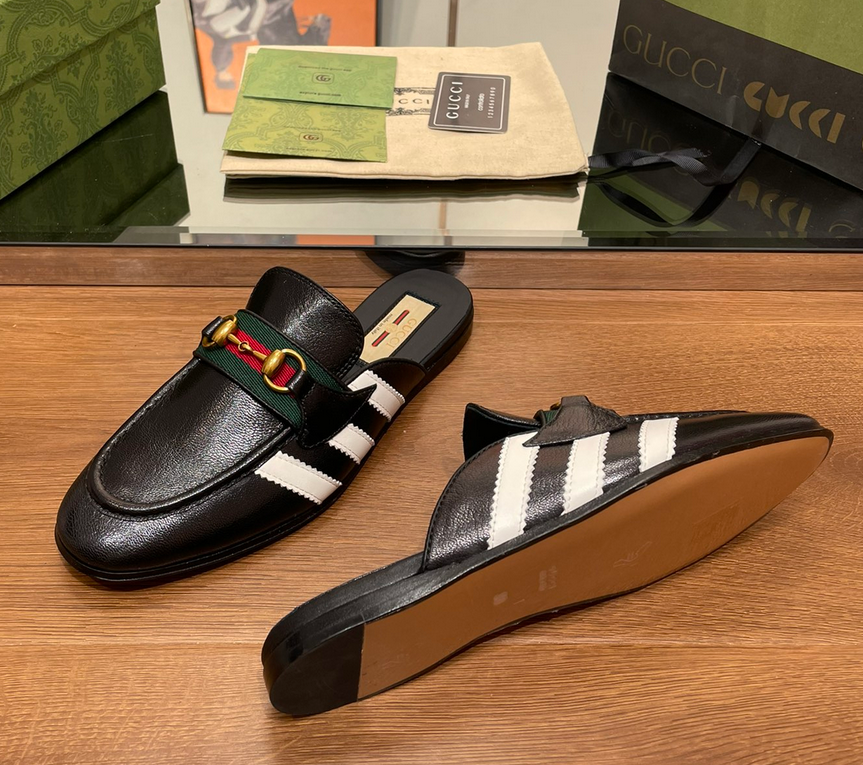 Cheap New Arrivals Gucci x Adidas Loafers For Women in real leather in 160951, $90 USD- [IB160951] - Replica Gucci Loafers For Women