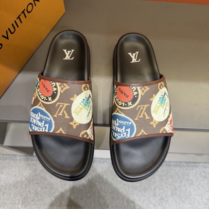 Cheap Louis Vuitton Slippers For Men in 208002, $55 USD- [IB208002] - Replica Louis Vuitton Slippers For Men