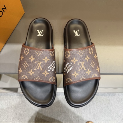 Cheap Louis Vuitton Slippers For Men in 208006, $55 USD- [IB208006] - Replica Louis Vuitton Slippers For Men