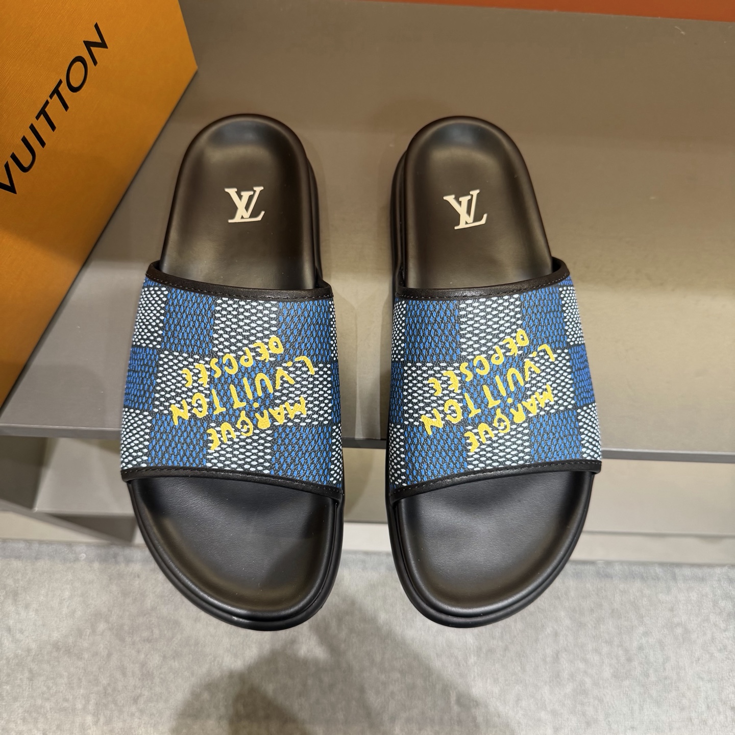Cheap Louis Vuitton Slippers For Men in 208004, $55 USD- [IB208004] - Replica Louis Vuitton Slippers For Men