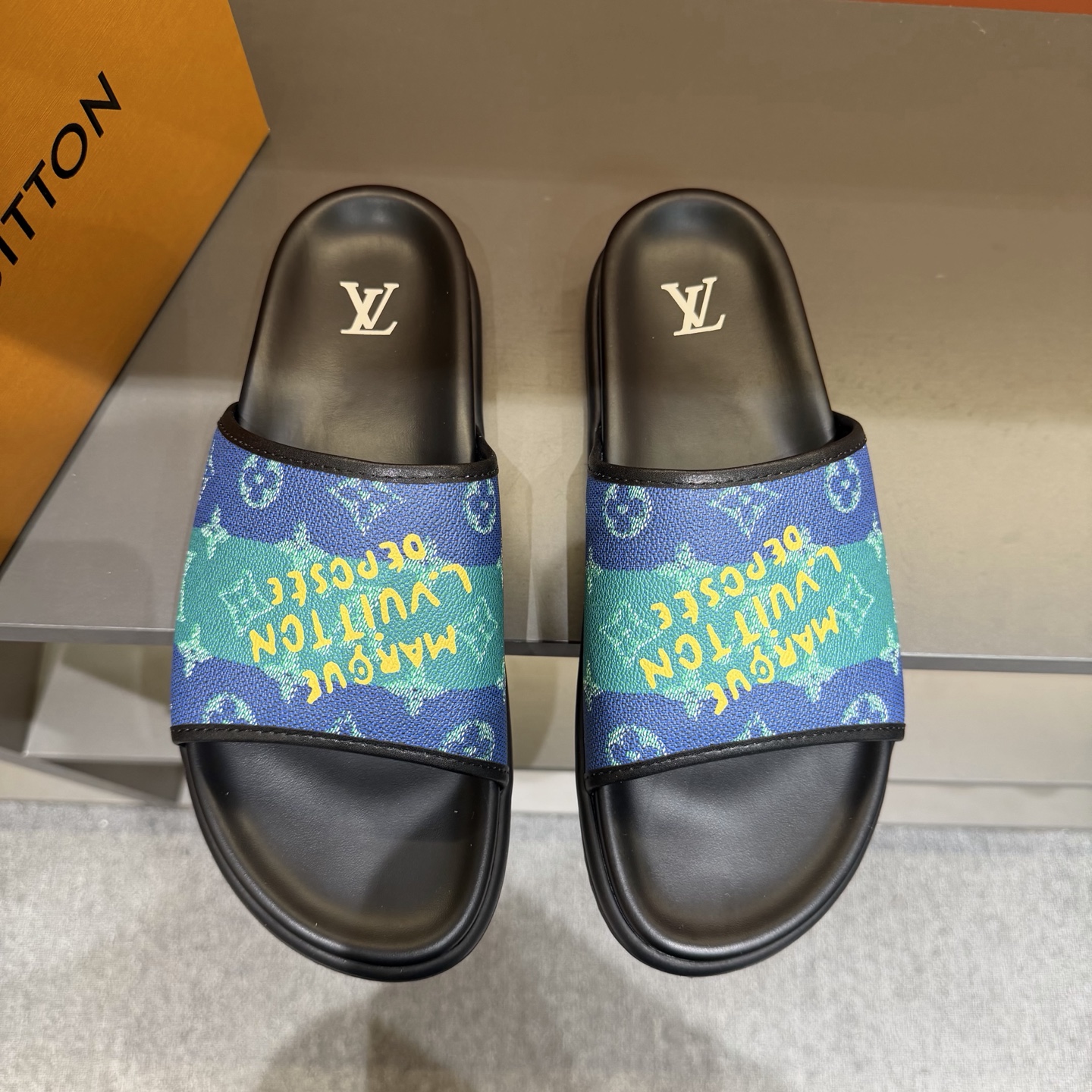 Cheap Louis Vuitton Slippers For Men in 208005, $55 USD- [IB208005] - Replica Louis Vuitton Slippers For Men