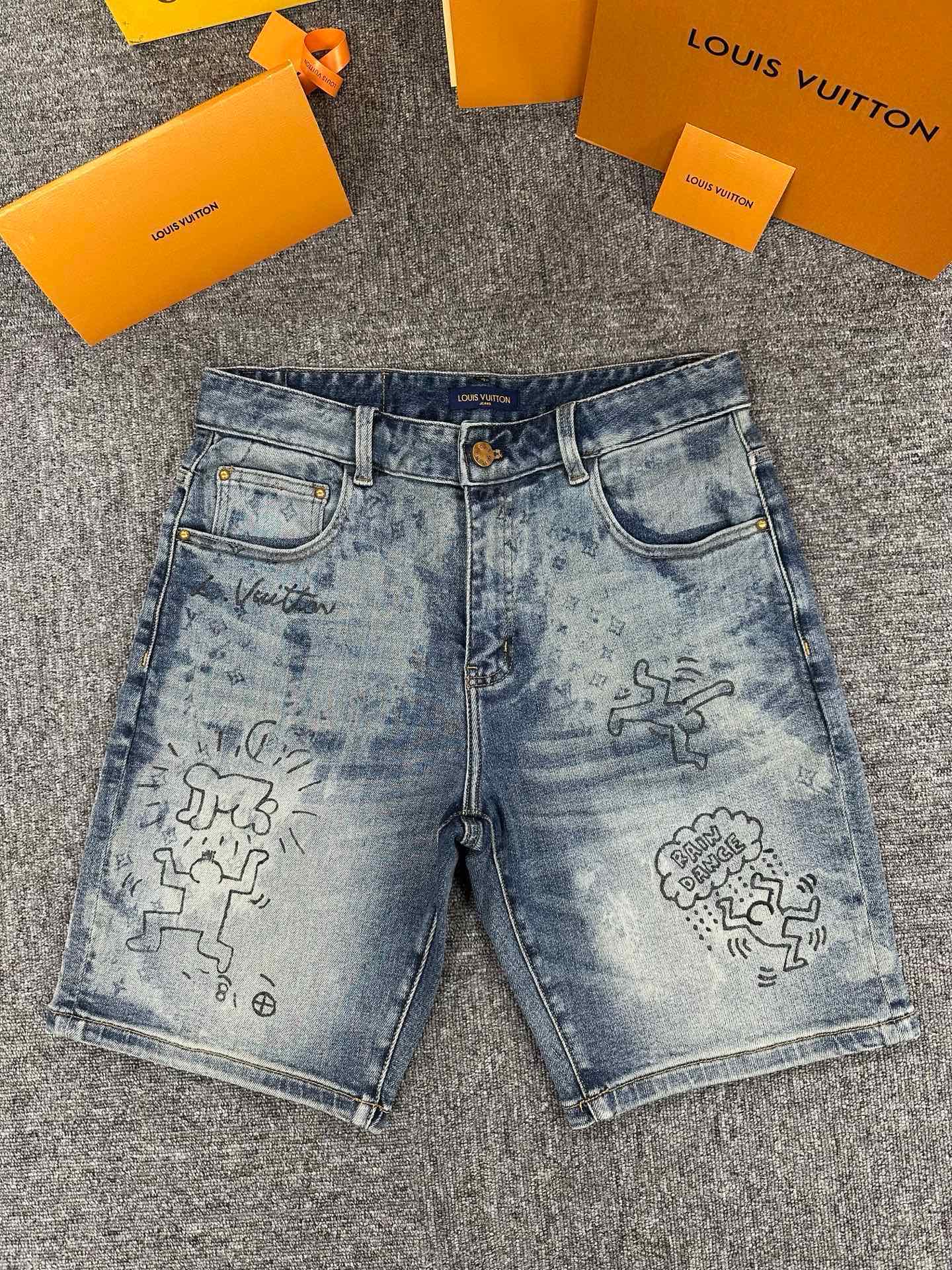 Cheap High quality Louis Vuitton Short Jeans For Men in 208800, $65 USD- [IB208800] - Replica Louis Vuitton Short Jeans For Men