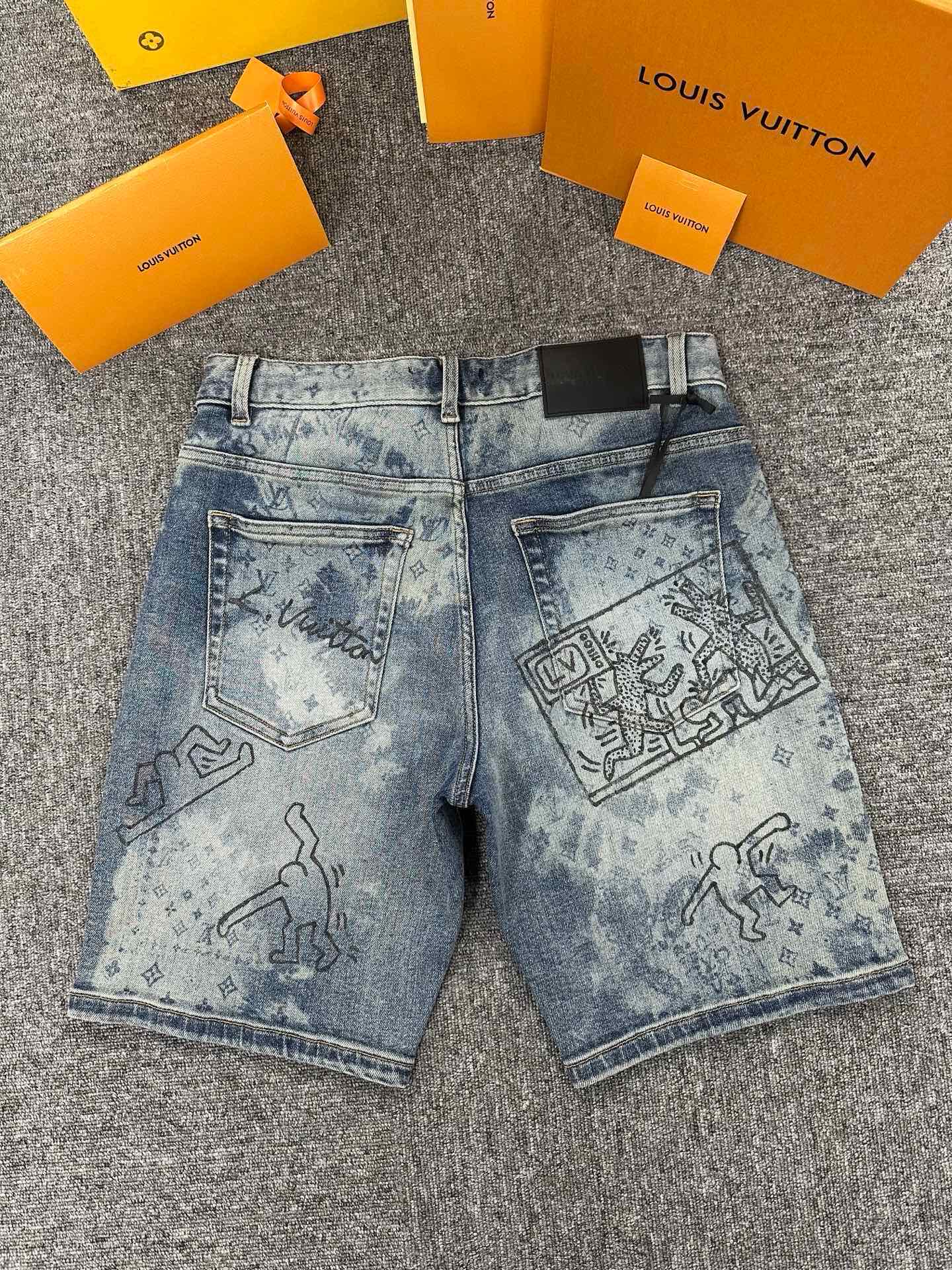Cheap High quality Louis Vuitton Short Jeans For Men in 208800, $65 USD- [IB208800] - Replica Louis Vuitton Short Jeans For Men