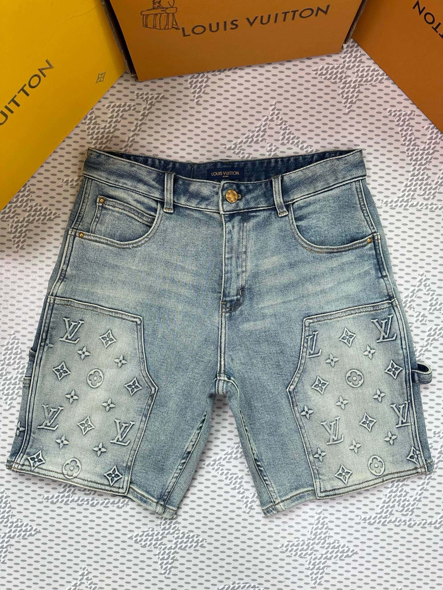 Cheap High quality Louis Vuitton Short Jeans For Men in 208802, $65 USD- [IB208802] - Replica Louis Vuitton Short Jeans For Men