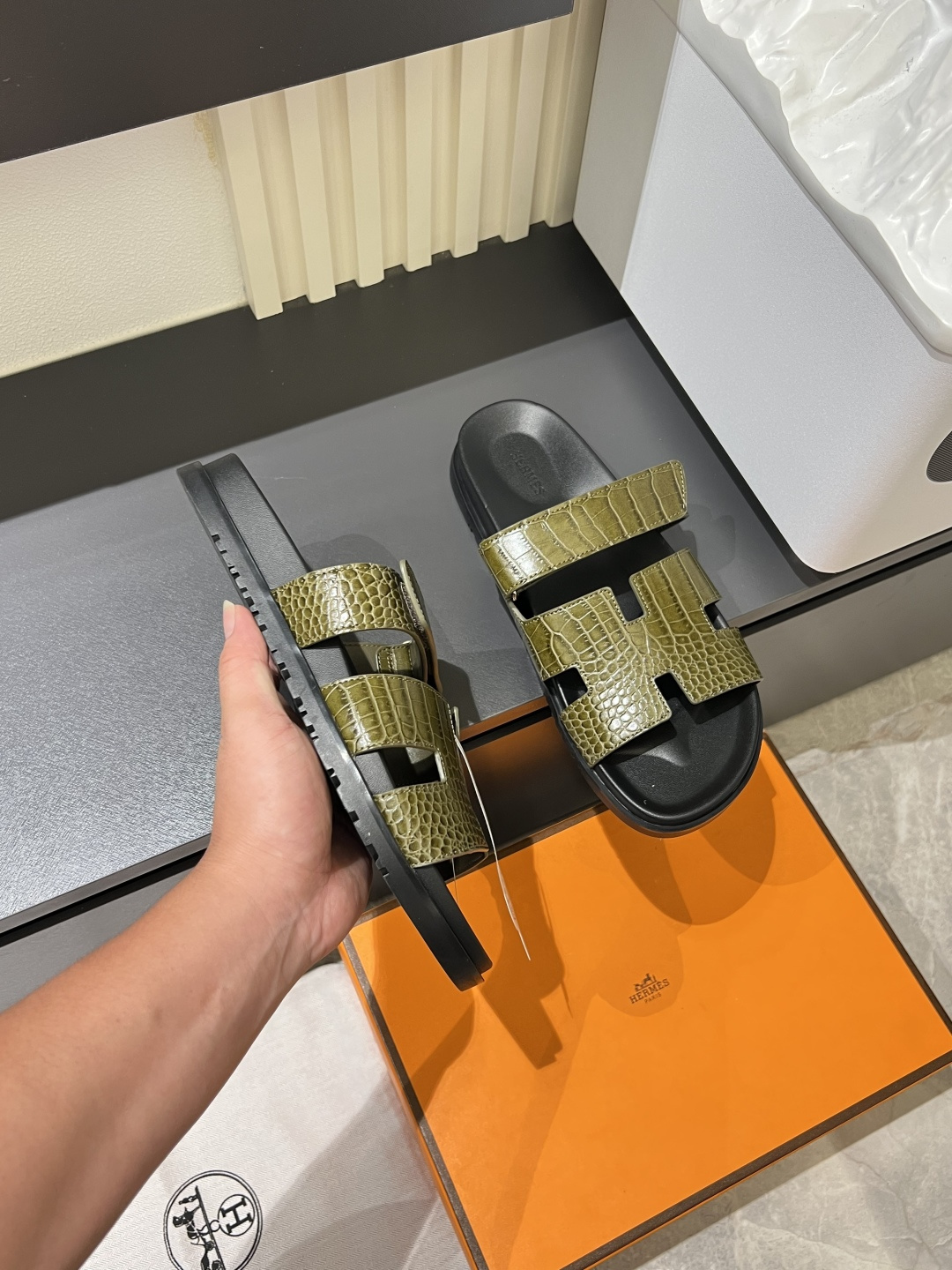 Cheap Hermes Slippers For Men in 211180, $40 USD- [IB211180] - Replica Hermes Slippers For Men