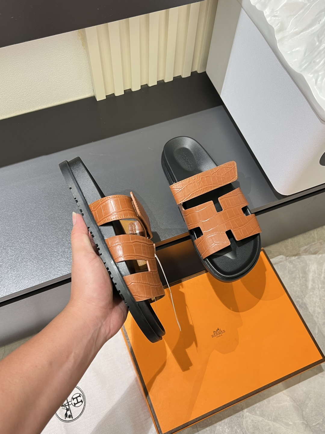 Cheap Hermes Slippers For Men in 211187, $40 USD- [IB211187] - Replica Hermes Slippers For Men