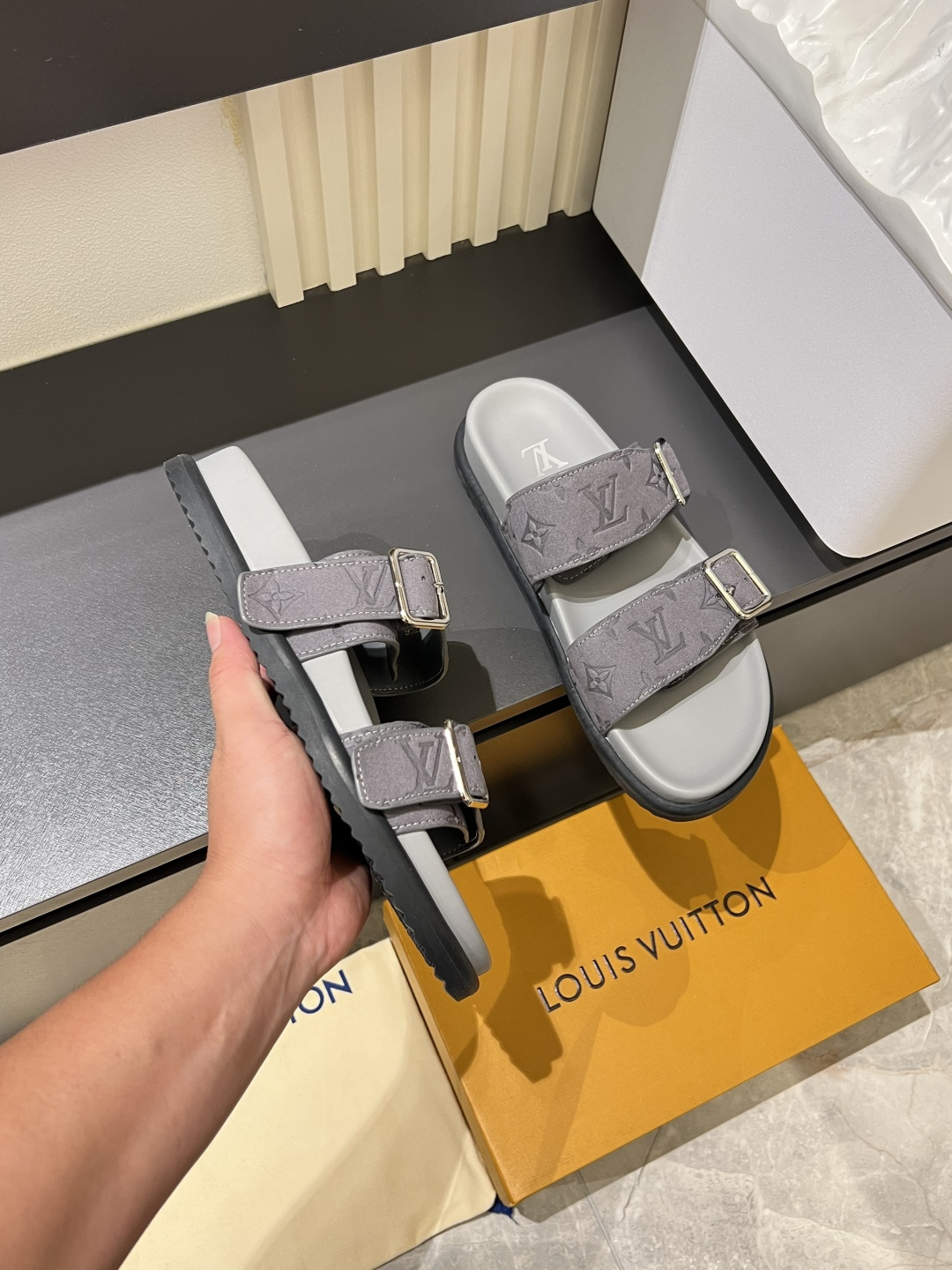 Cheap Louis Vuitton Slippers For Men in 211228, $50 USD- [IB211228] - Replica Louis Vuitton Slippers For Men