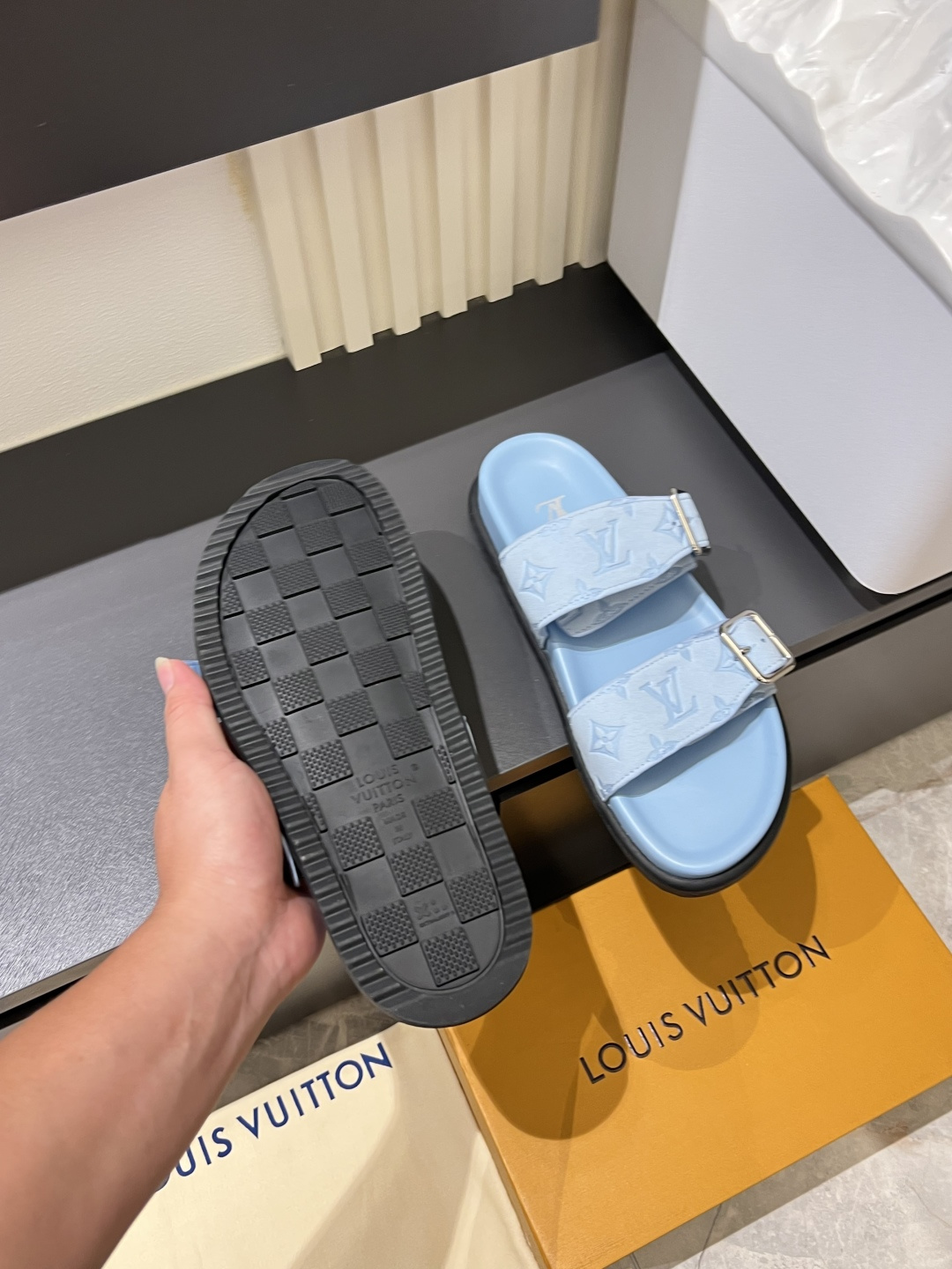 Cheap Louis Vuitton Slippers For Men in 211233, $50 USD- [IB211233] - Replica Louis Vuitton Slippers For Men