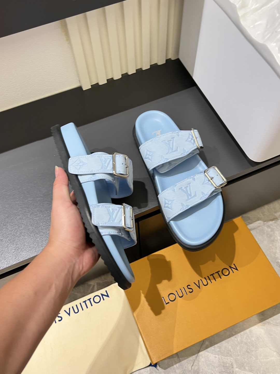 Cheap Louis Vuitton Slippers For Men in 211233, $50 USD- [IB211233] - Replica Louis Vuitton Slippers For Men
