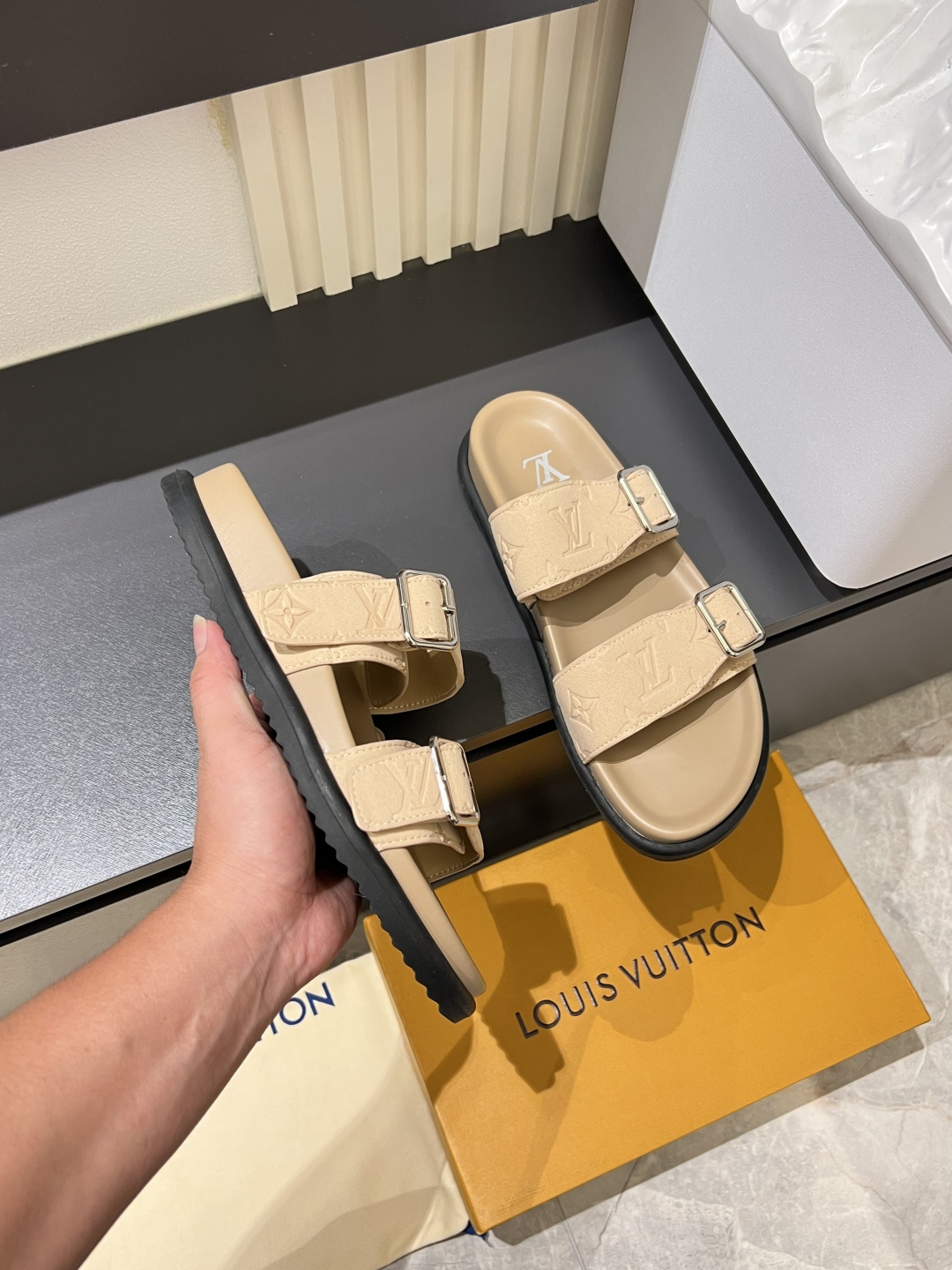 Cheap Louis Vuitton Slippers For Men in 211234, $50 USD- [IB211234] - Replica Louis Vuitton Slippers For Men