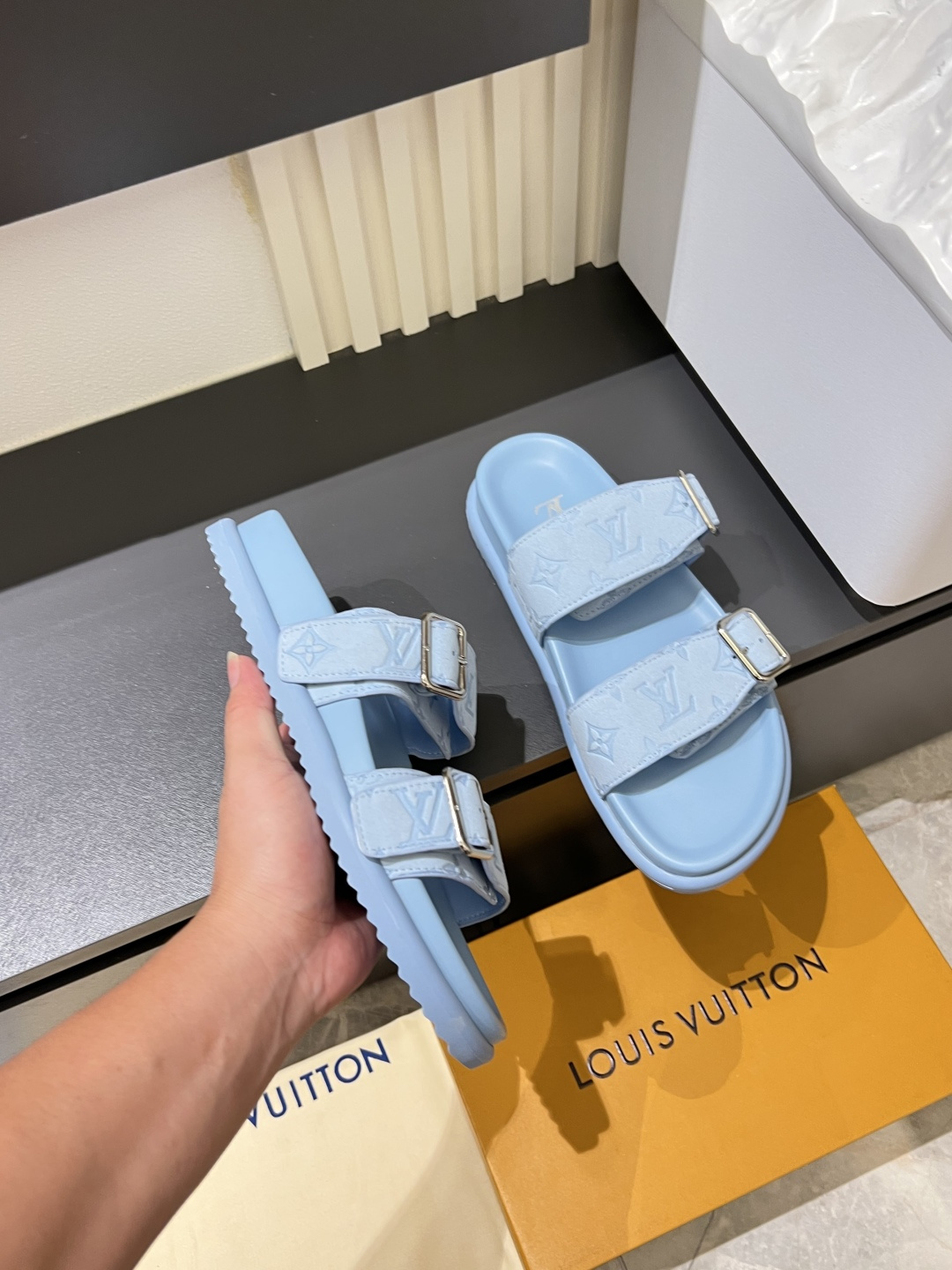 Cheap Louis Vuitton Slippers For Men in 211235, $50 USD- [IB211235] - Replica Louis Vuitton Slippers For Men