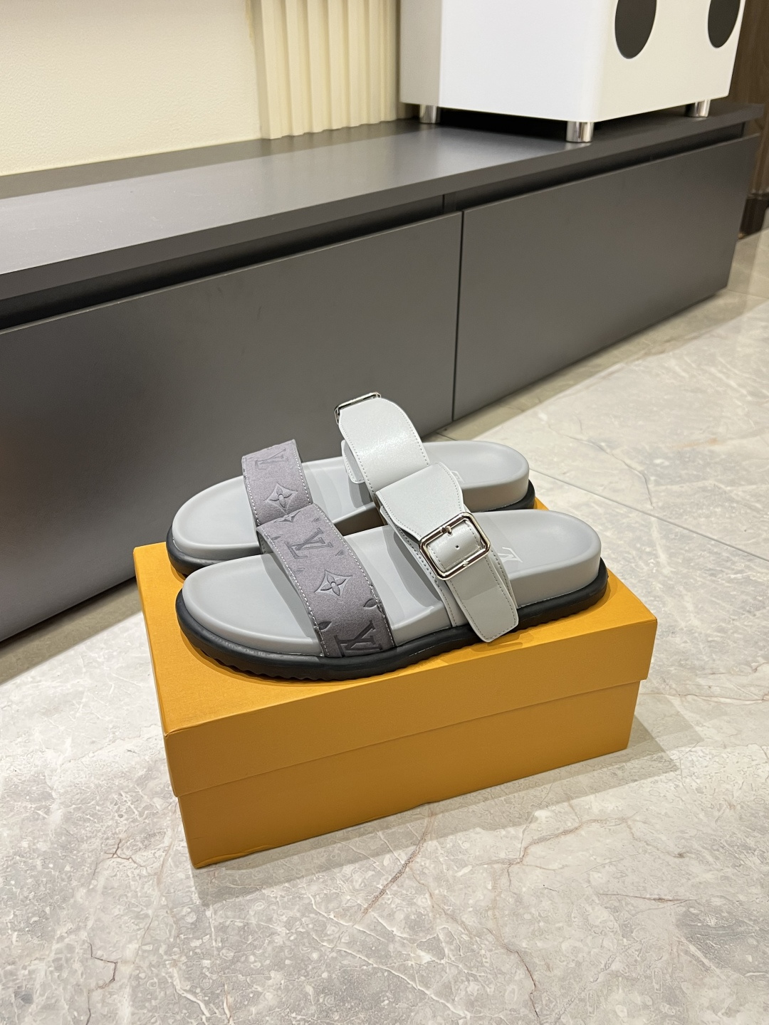 Cheap Louis Vuitton Slippers For Men in 211241, $50 USD- [IB211241] - Replica Louis Vuitton Slippers For Men
