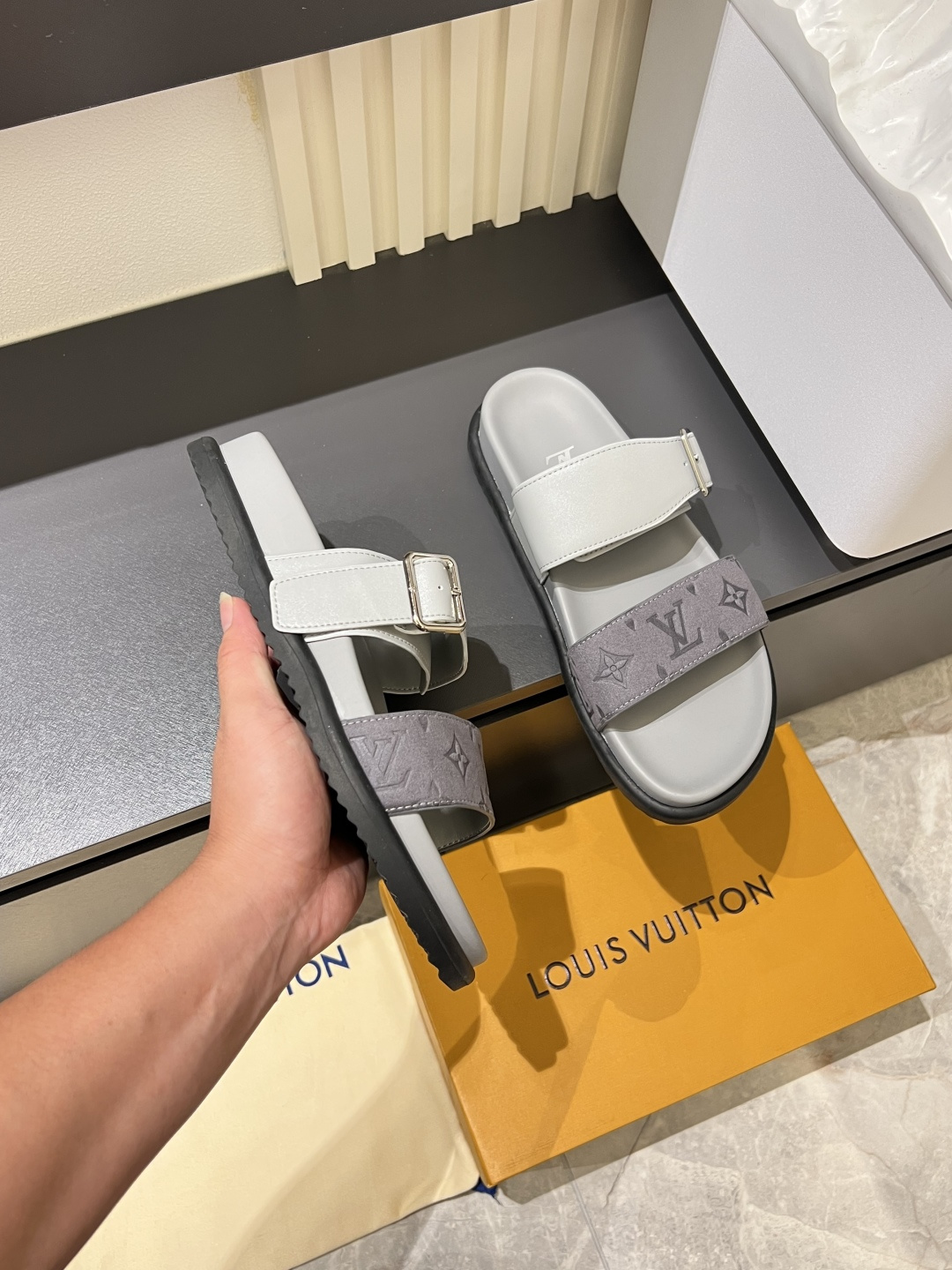 Cheap Louis Vuitton Slippers For Men in 211241, $50 USD- [IB211241] - Replica Louis Vuitton Slippers For Men