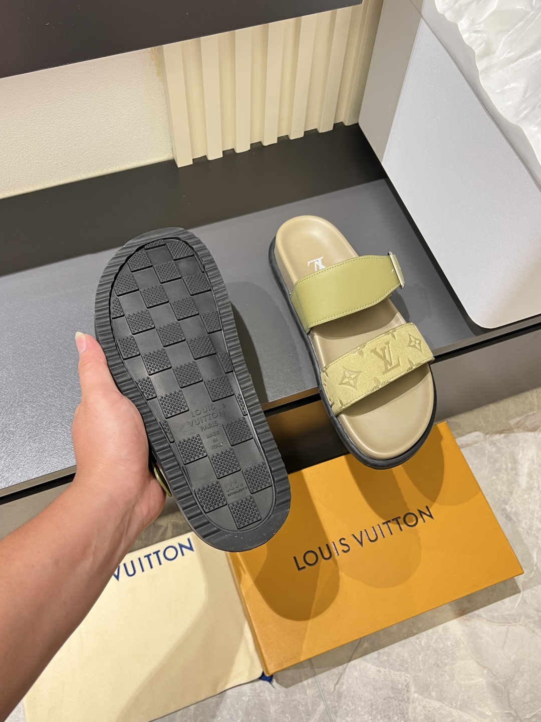 Cheap Louis Vuitton Slippers For Men in 211242, $50 USD- [IB211242] - Replica Louis Vuitton Slippers For Men