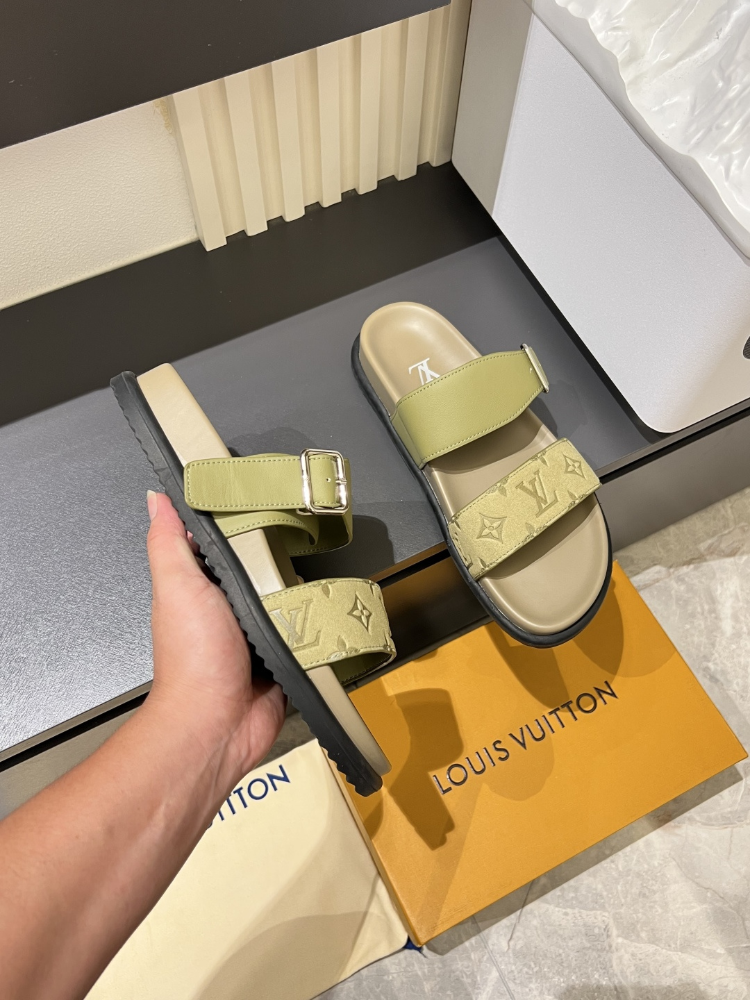 Cheap Louis Vuitton Slippers For Men in 211242, $50 USD- [IB211242] - Replica Louis Vuitton Slippers For Men