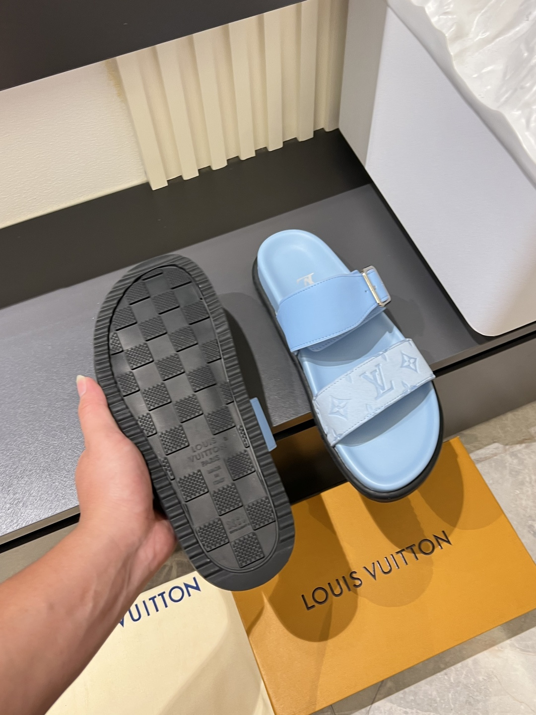 Cheap Louis Vuitton Slippers For Men in 211244, $50 USD- [IB211244] - Replica Louis Vuitton Slippers For Men