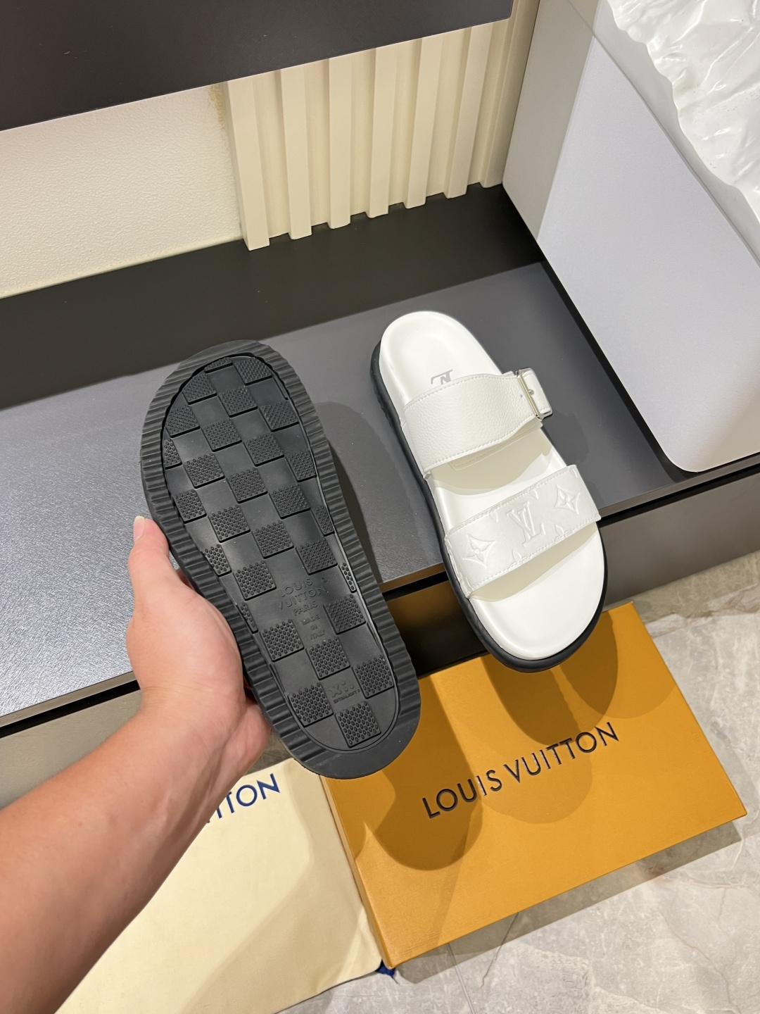 Cheap Louis Vuitton Slippers For Men in 211245, $50 USD- [IB211245] - Replica Louis Vuitton Slippers For Men