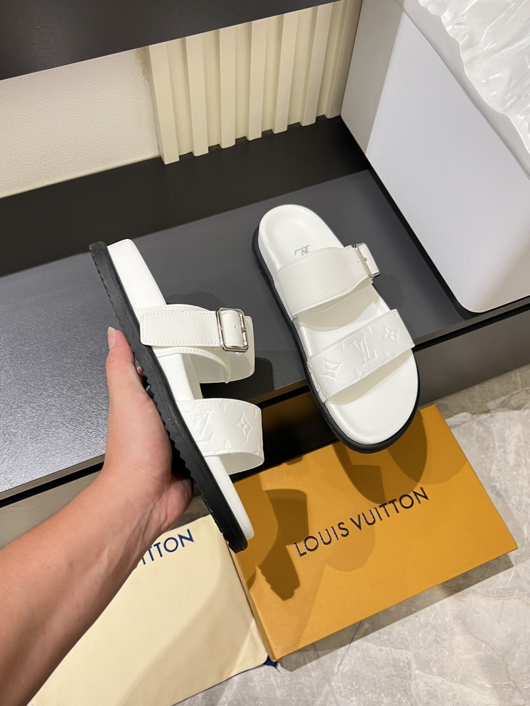 Cheap Louis Vuitton Slippers For Men in 211245, $50 USD- [IB211245] - Replica Louis Vuitton Slippers For Men