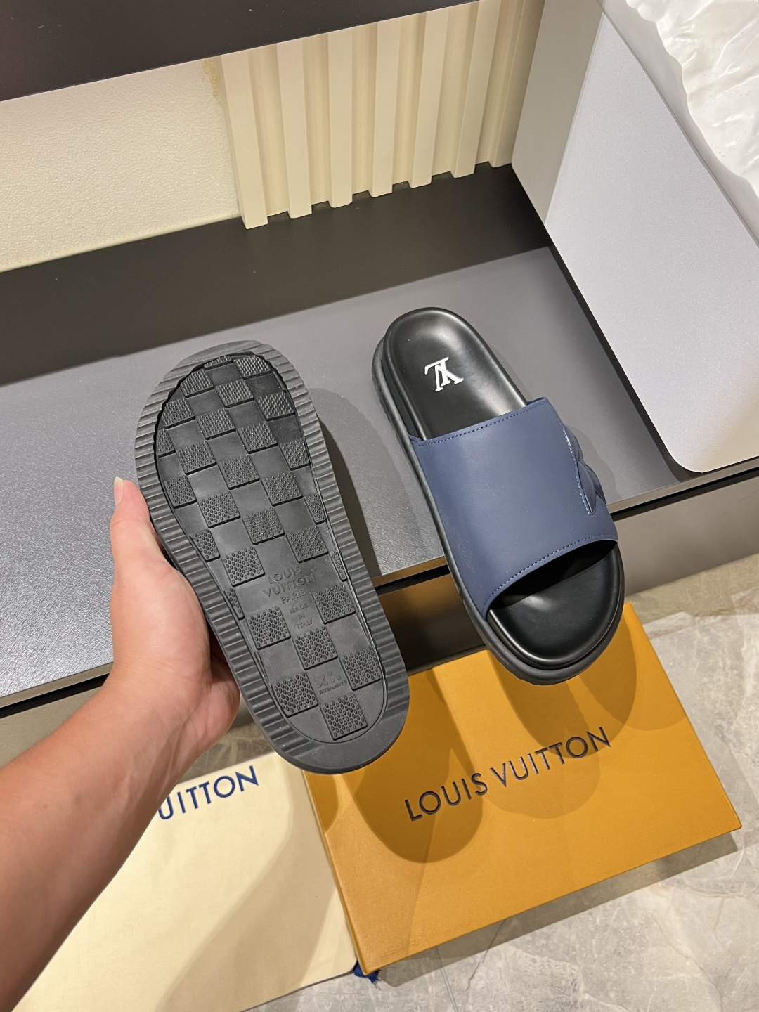 Cheap Louis Vuitton Slippers For Men in 211269, $45 USD- [IB211269] - Replica Louis Vuitton Slippers For Men