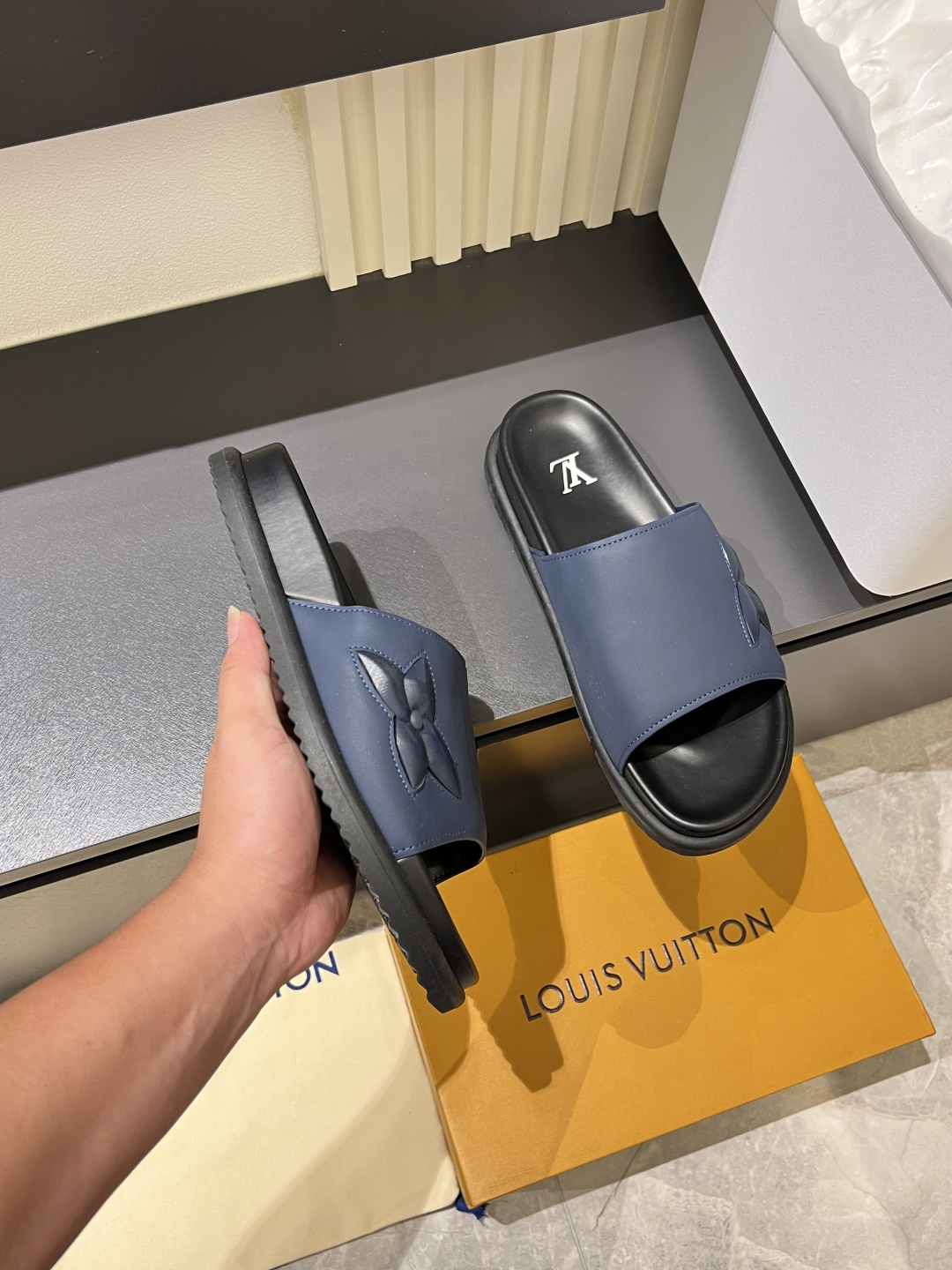 Cheap Louis Vuitton Slippers For Men in 211269, $45 USD- [IB211269] - Replica Louis Vuitton Slippers For Men