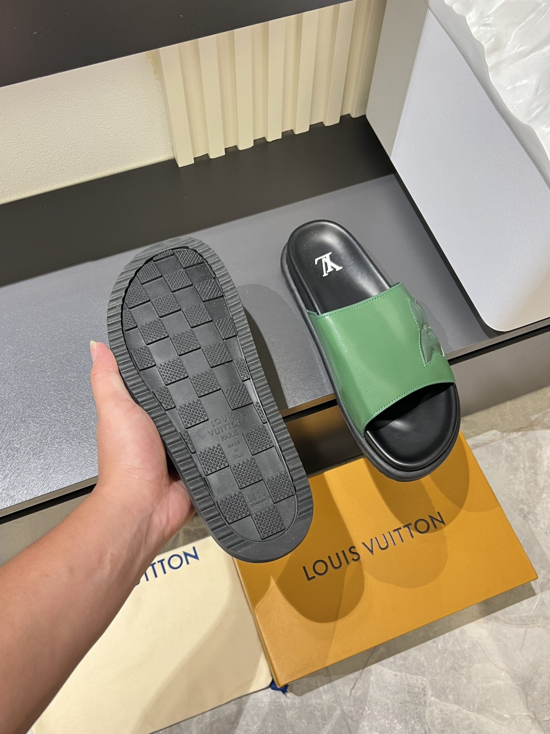 Cheap Louis Vuitton Slippers For Men in 211271, $45 USD- [IB211271] - Replica Louis Vuitton Slippers For Men