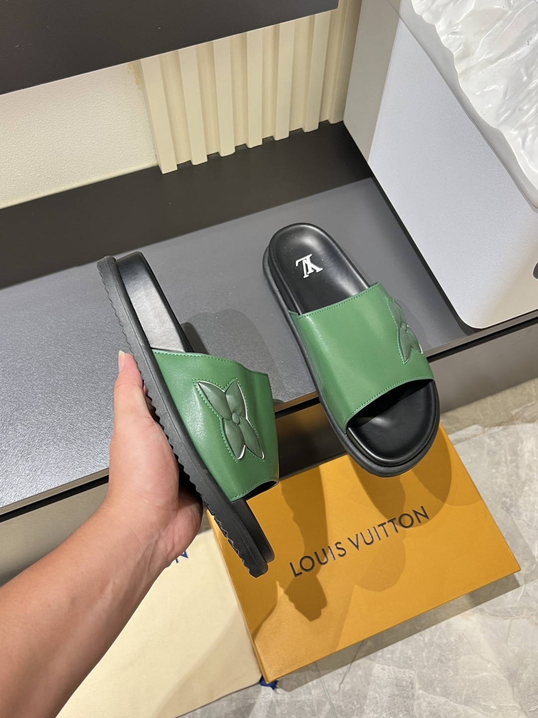 Cheap Louis Vuitton Slippers For Men in 211271, $45 USD- [IB211271] - Replica Louis Vuitton Slippers For Men