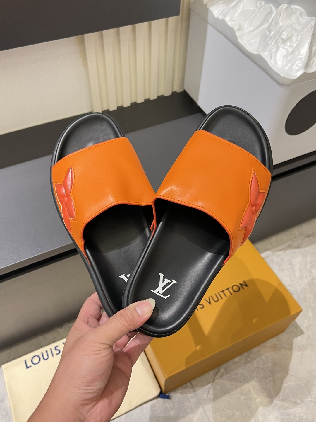 Cheap Louis Vuitton Slippers For Men in 211274, $45 USD- [IB211274] - Replica Louis Vuitton Slippers For Men