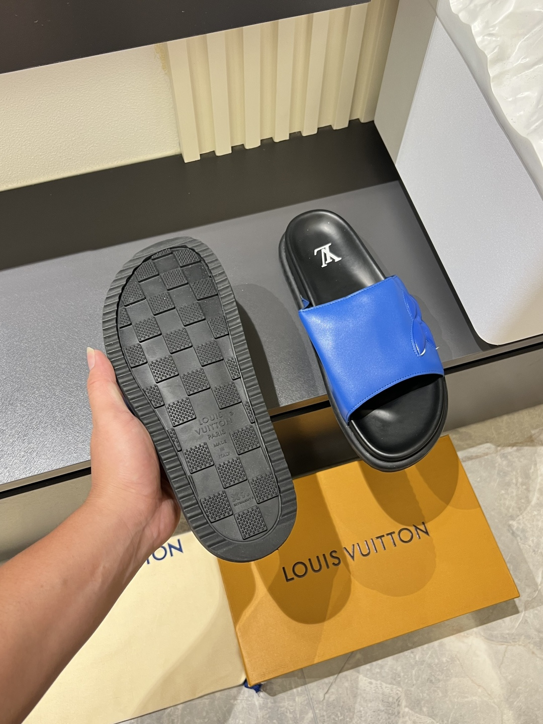 Cheap Louis Vuitton Slippers For Men in 211276, $45 USD- [IB211276] - Replica Louis Vuitton Slippers For Men