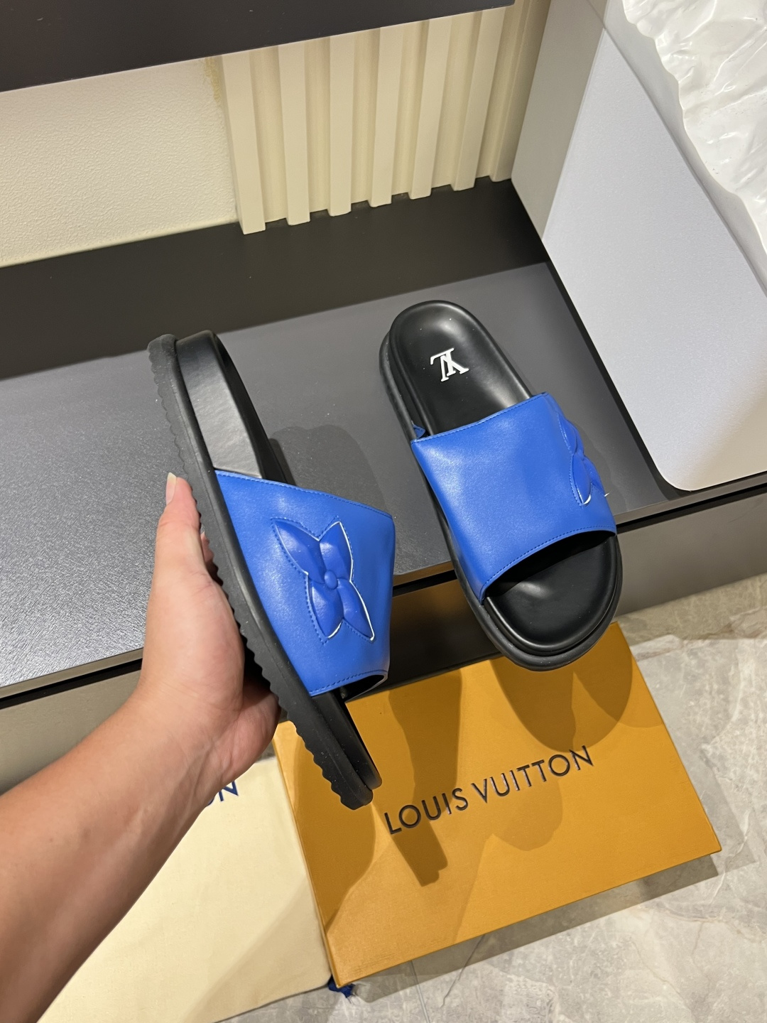 Cheap Louis Vuitton Slippers For Men in 211276, $45 USD- [IB211276] - Replica Louis Vuitton Slippers For Men