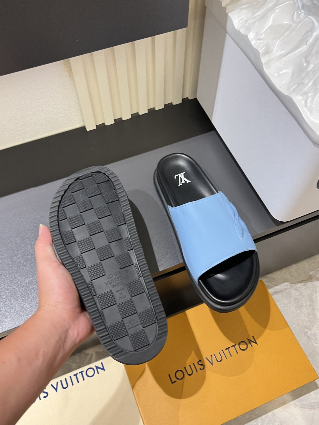 Cheap Louis Vuitton Slippers For Men in 211277, $45 USD- [IB211277] - Replica Louis Vuitton Slippers For Men