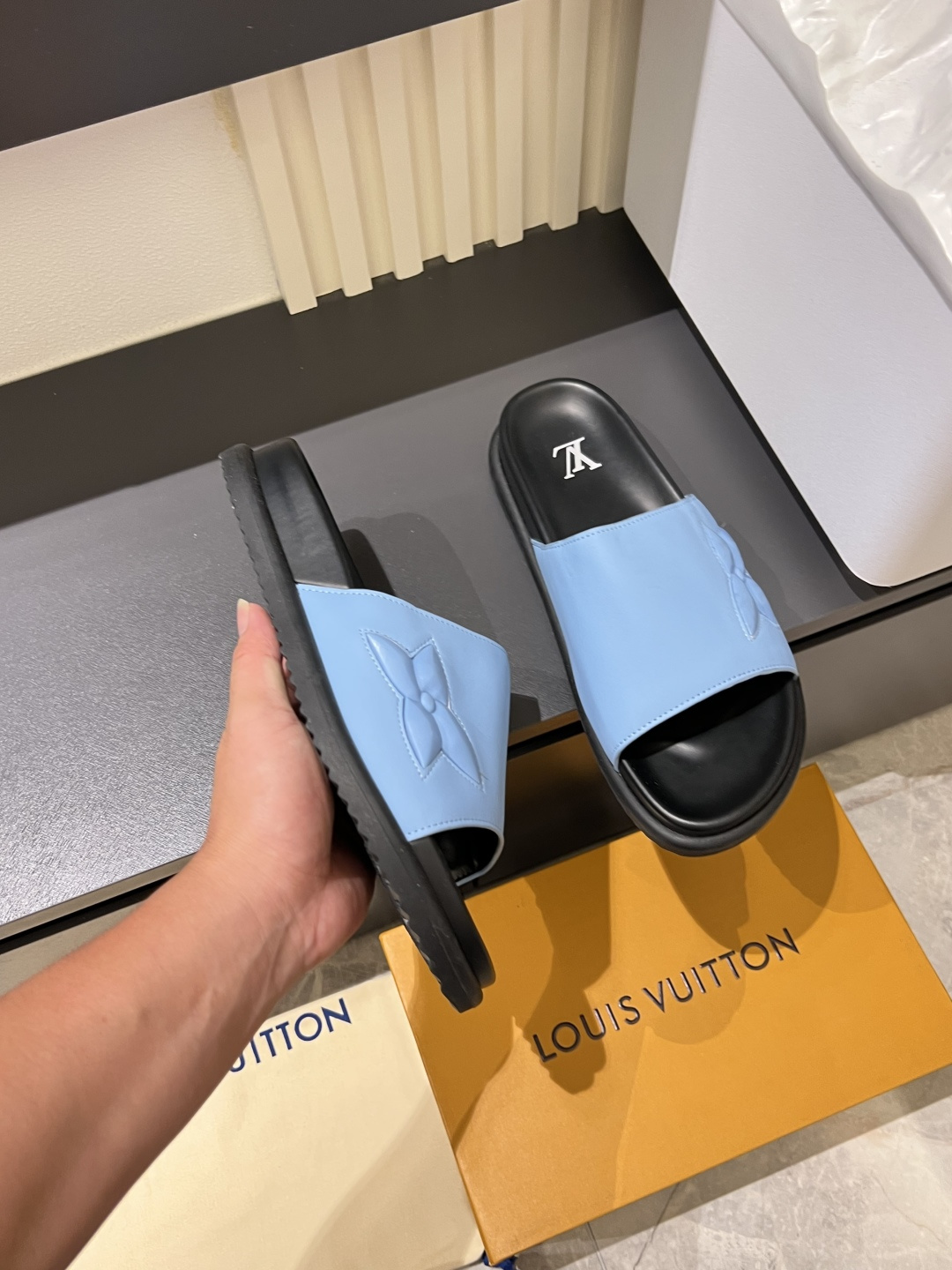 Cheap Louis Vuitton Slippers For Men in 211277, $45 USD- [IB211277] - Replica Louis Vuitton Slippers For Men