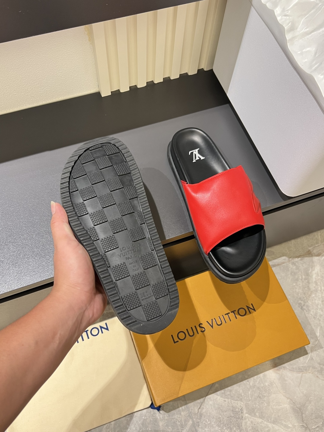 Cheap Louis Vuitton Slippers For Men in 211278, $45 USD- [IB211278] - Replica Louis Vuitton Slippers For Men