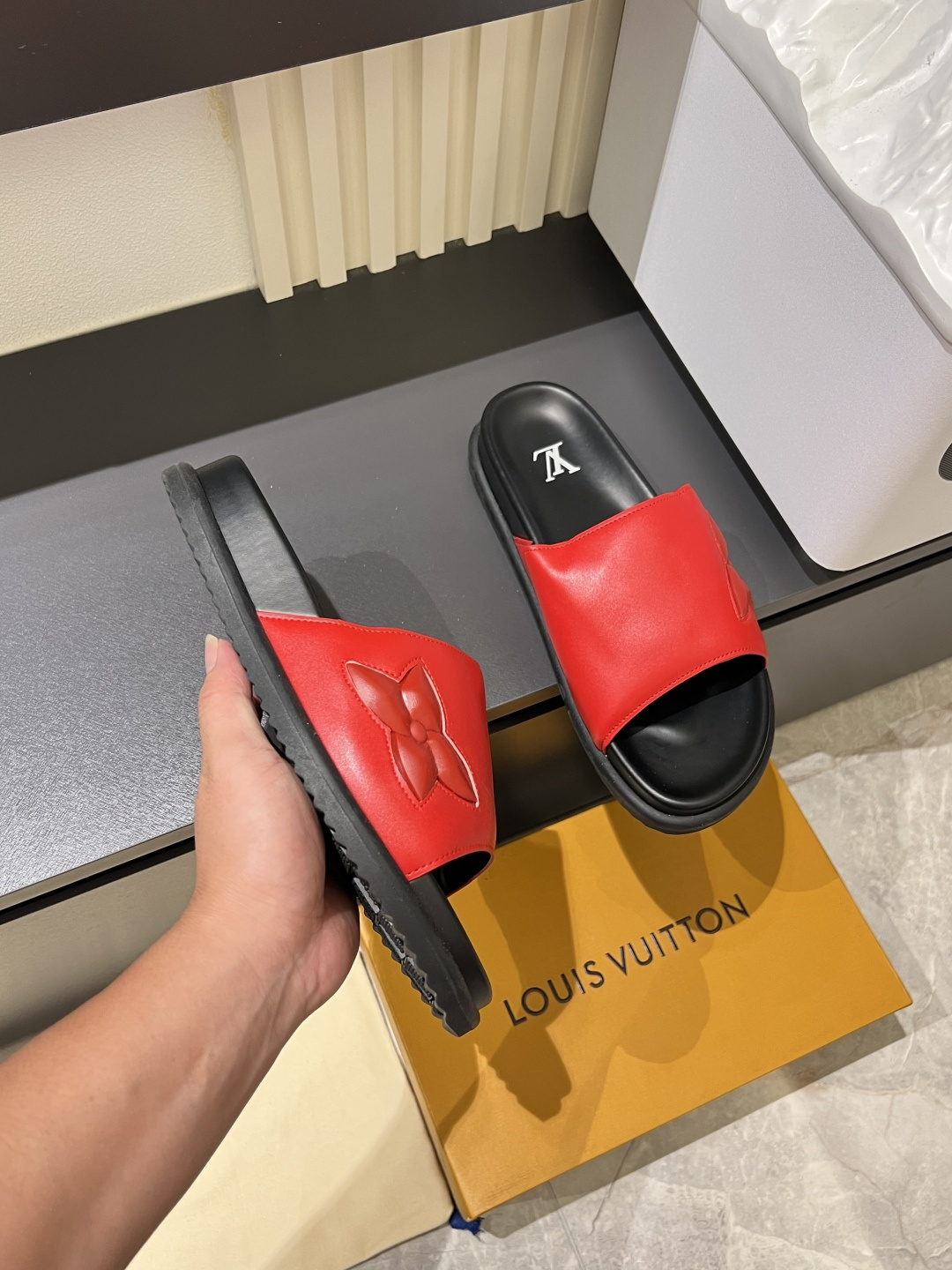 Cheap Louis Vuitton Slippers For Men in 211278, $45 USD- [IB211278] - Replica Louis Vuitton Slippers For Men
