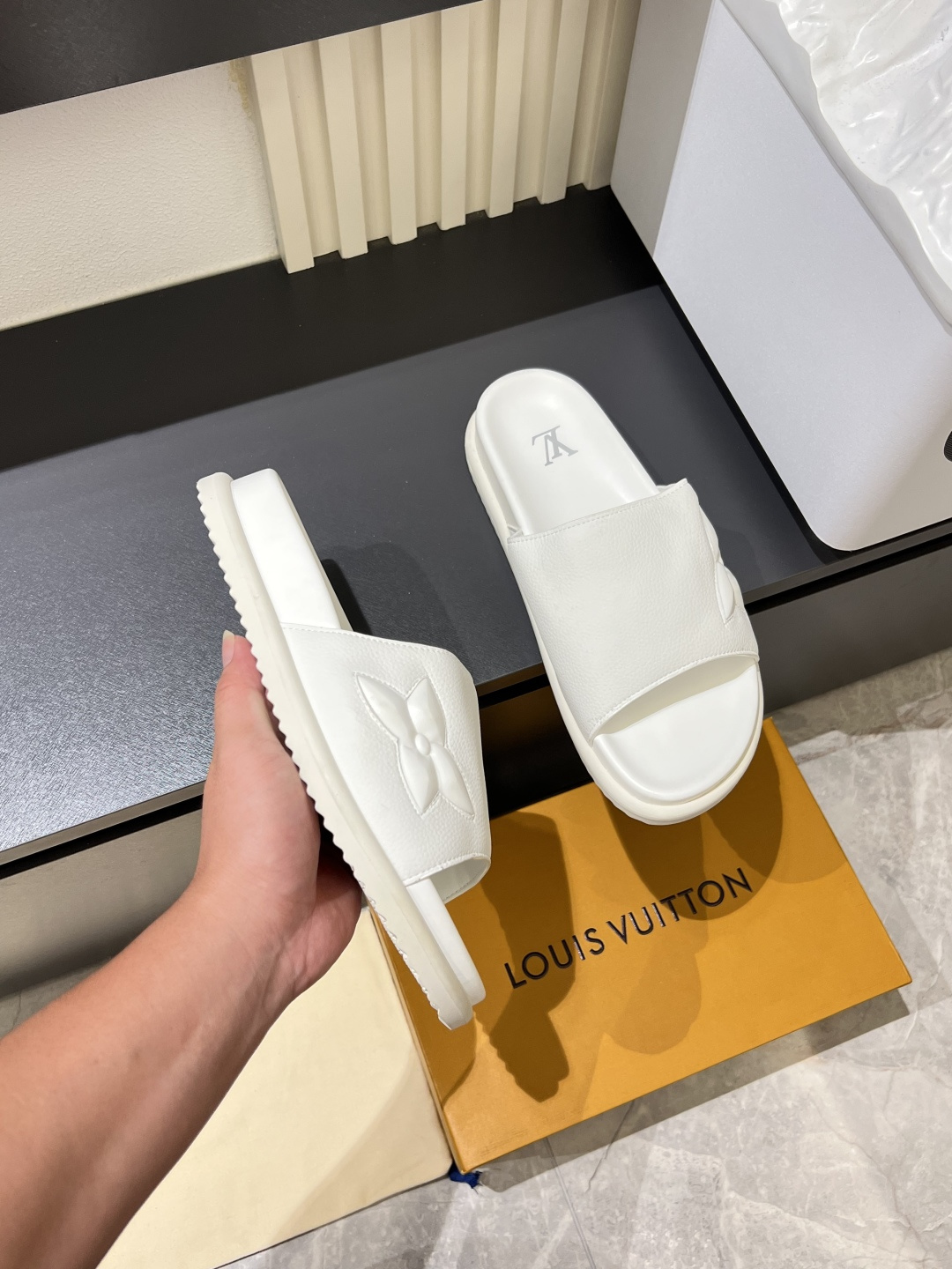 Cheap Louis Vuitton Slippers For Men in 211279, $45 USD- [IB211279] - Replica Louis Vuitton Slippers For Men
