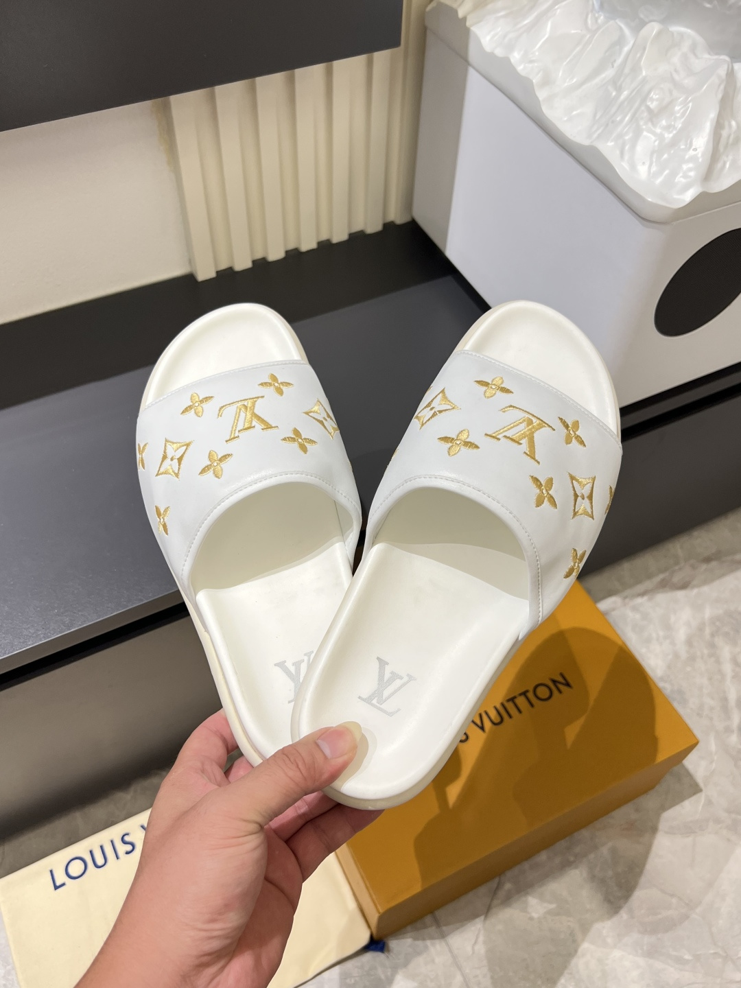 Cheap Louis Vuitton Slippers For Men in 211281, $50 USD- [IB211281] - Replica Louis Vuitton Slippers For Men