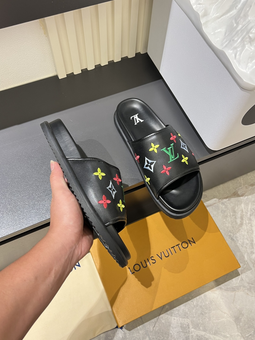 Cheap Louis Vuitton Slippers For Men in 211282, $50 USD- [IB211282] - Replica Louis Vuitton Slippers For Men