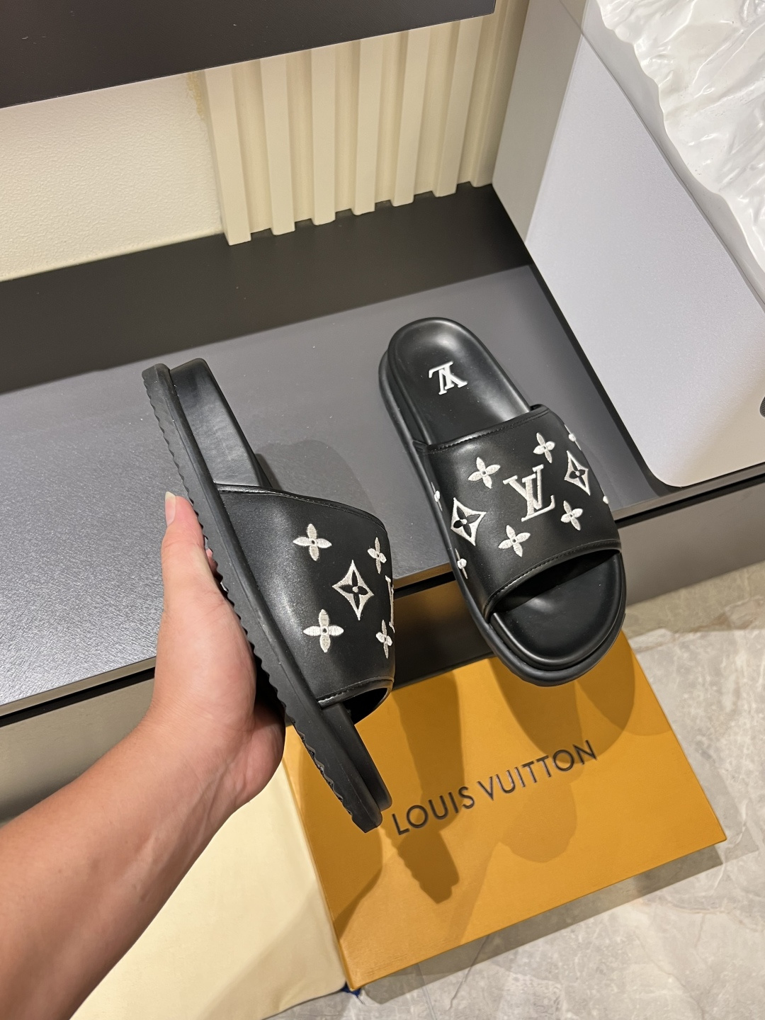 Cheap Louis Vuitton Slippers For Men in 211284, $50 USD- [IB211284] - Replica Louis Vuitton Slippers For Men