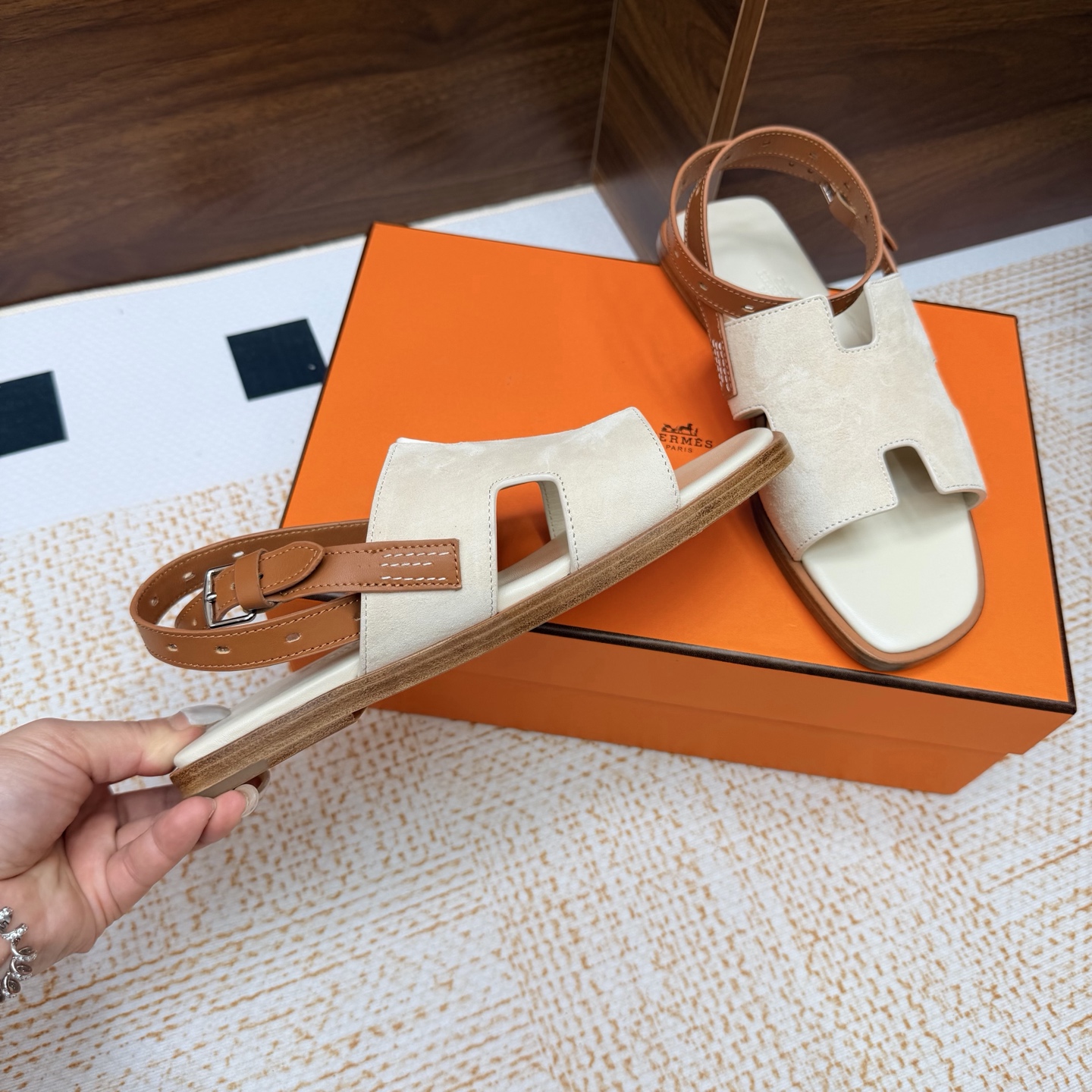 Cheap Hermes Slippers For Women in 211376, $65 USD- [IB211376] - Replica Hermes Slippers For Women