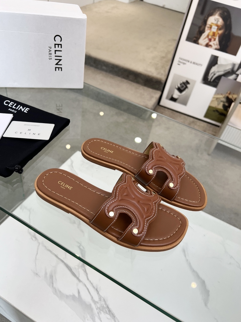 Cheap New Arrivals Celine Slippers For Women in 211453, $55 USD- [IB211453] - Replica Celine Shoes