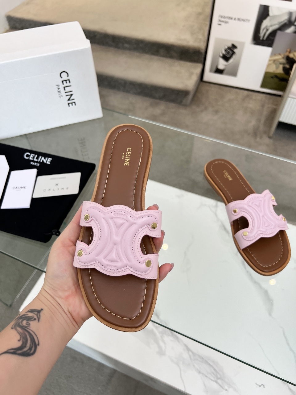 Cheap New Arrivals Celine Slippers For Women in 211456, $55 USD- [IB211456] - Replica Celine Shoes