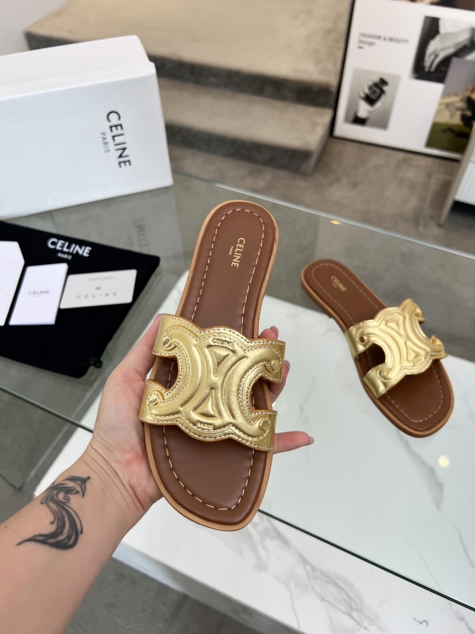 Cheap New Arrivals Celine Slippers For Women in 211457, $55 USD- [IB211457] - Replica Celine Shoes