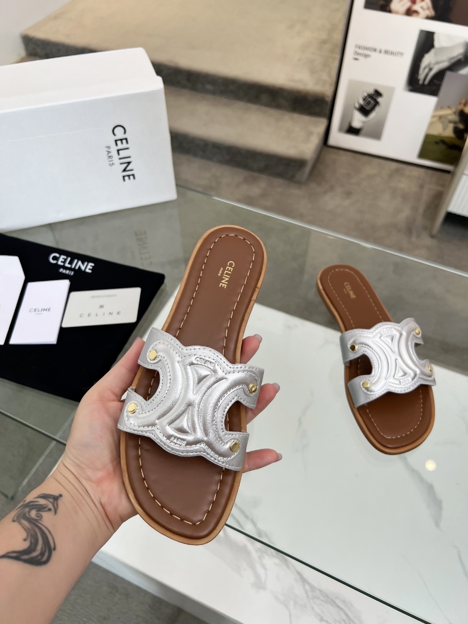 Cheap New Arrivals Celine Slippers For Women in 211458, $55 USD- [IB211458] - Replica Celine Shoes