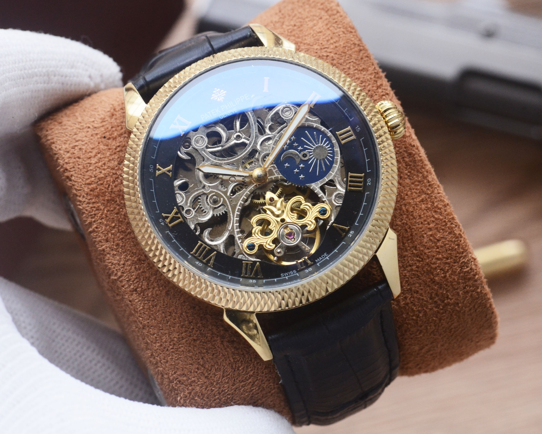 Cheap Patek Philippe high-quality open-work mechanical wristwatch in 212478, $350 USD- [IB212478] - Replica Patek Philippe AAA Diamond Watches
