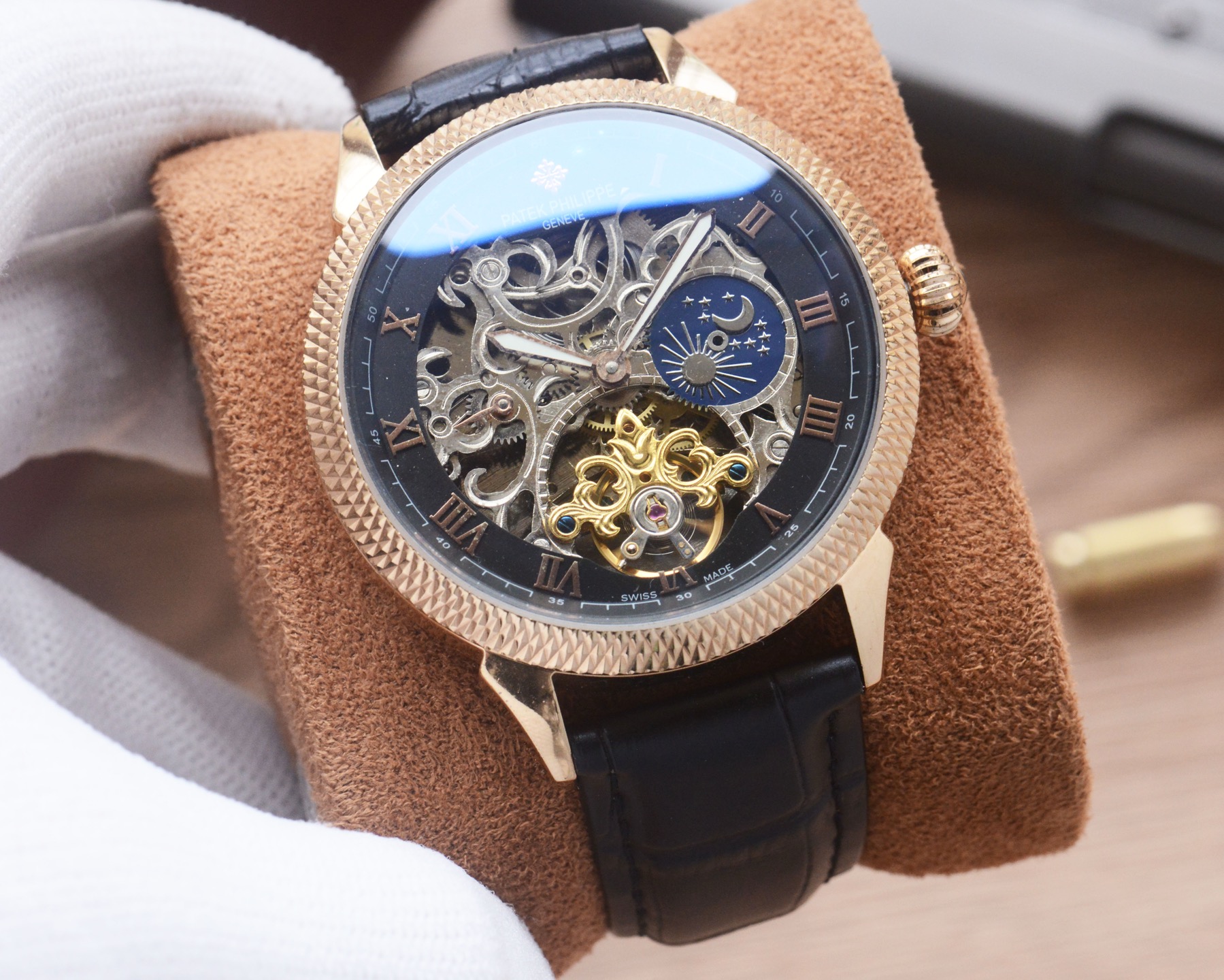Cheap Patek Philippe high-quality open-work mechanical wristwatch in 212479, $350 USD- [IB212479] - Replica Patek Philippe AAA Diamond Watches