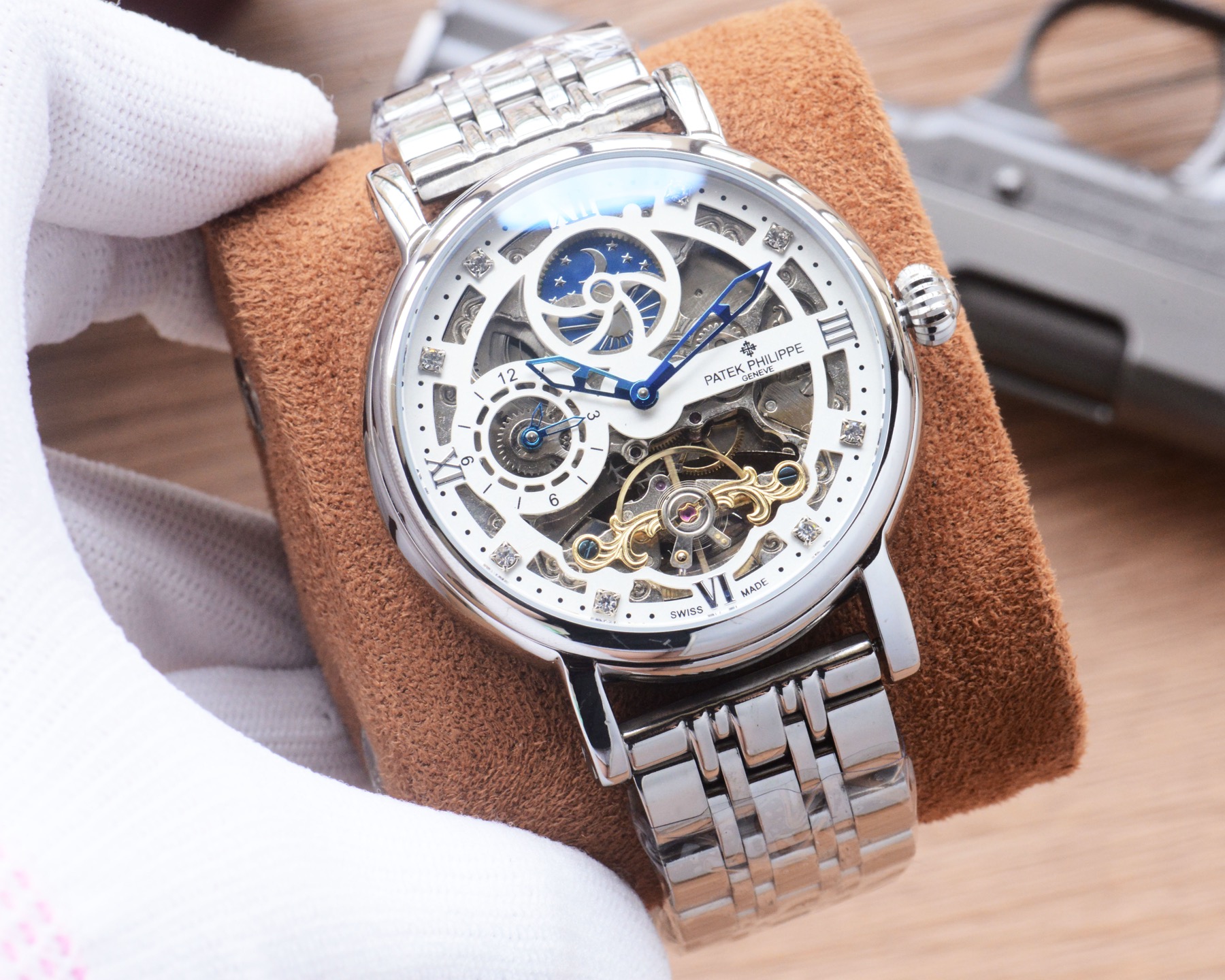 Cheap Patek Philippe high-quality open-work mechanical wristwatch in 212480, $350 USD- [IB212480] - Replica Patek Philippe AAA Diamond Watches
