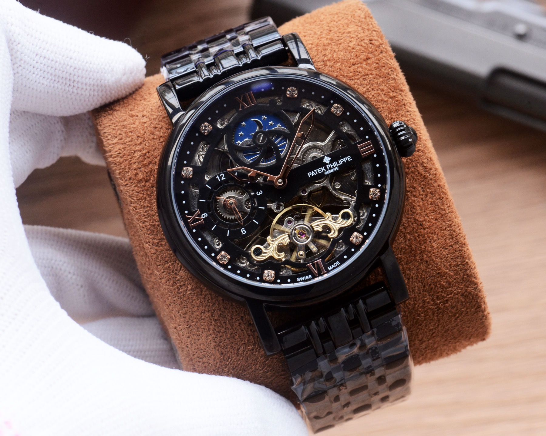 Cheap Patek Philippe high-quality open-work mechanical wristwatch in 212481, $350 USD- [IB212481] - Replica Patek Philippe AAA Diamond Watches