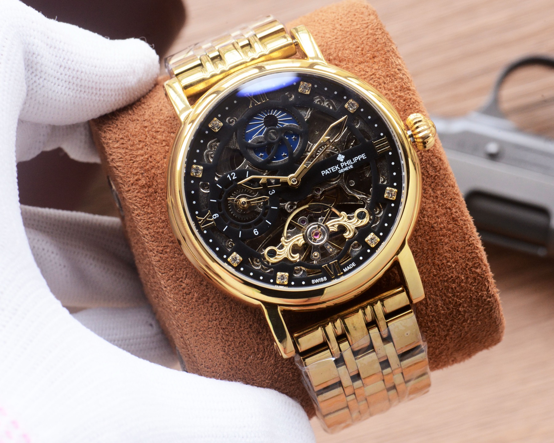 Cheap Patek Philippe high-quality open-work mechanical wristwatch in 212482, $350 USD- [IB212482] - Replica Patek Philippe AAA Diamond Watches