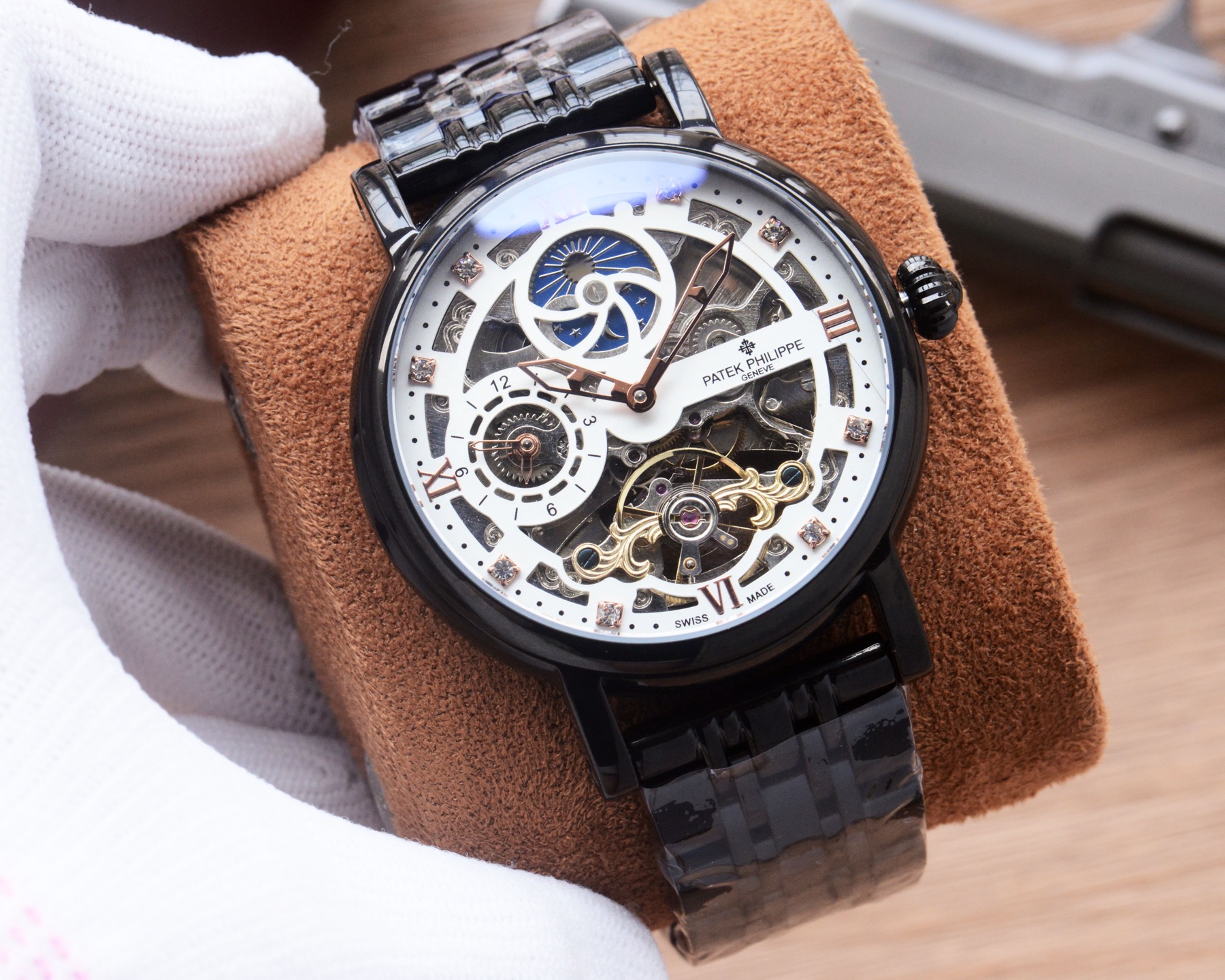 Cheap Patek Philippe high-quality open-work mechanical wristwatch in 212486, $350 USD- [IB212486] - Replica Patek Philippe AAA Diamond Watches