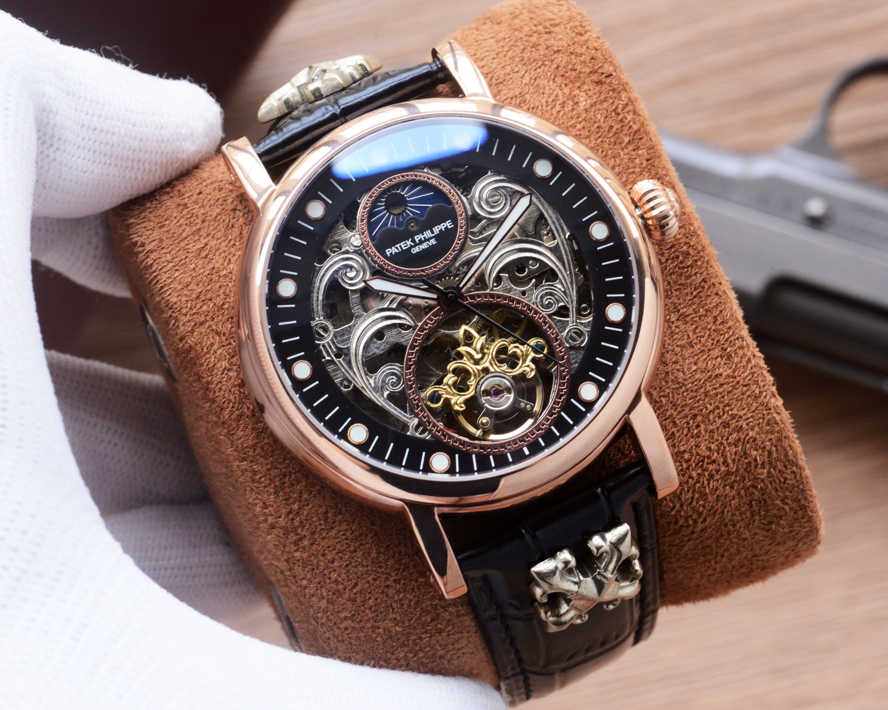 Cheap Patek Philippe high-quality open-work mechanical wristwatch in 212489, $350 USD- [IB212489] - Replica Patek Philippe AAA Diamond Watches